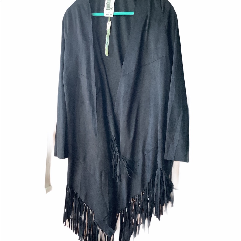 Faux suede fringed blazer